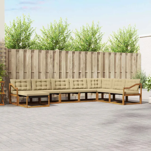 vidaXL Buiten bankenset 8 st 8-zits Natuurlijk en Beige