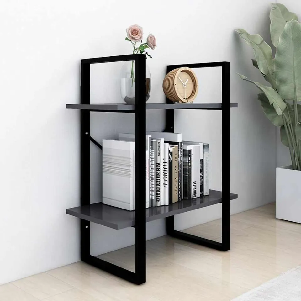 vidaXL Boekenkast met 2 schappen 60x30x70 cm bewerkt hout grijs