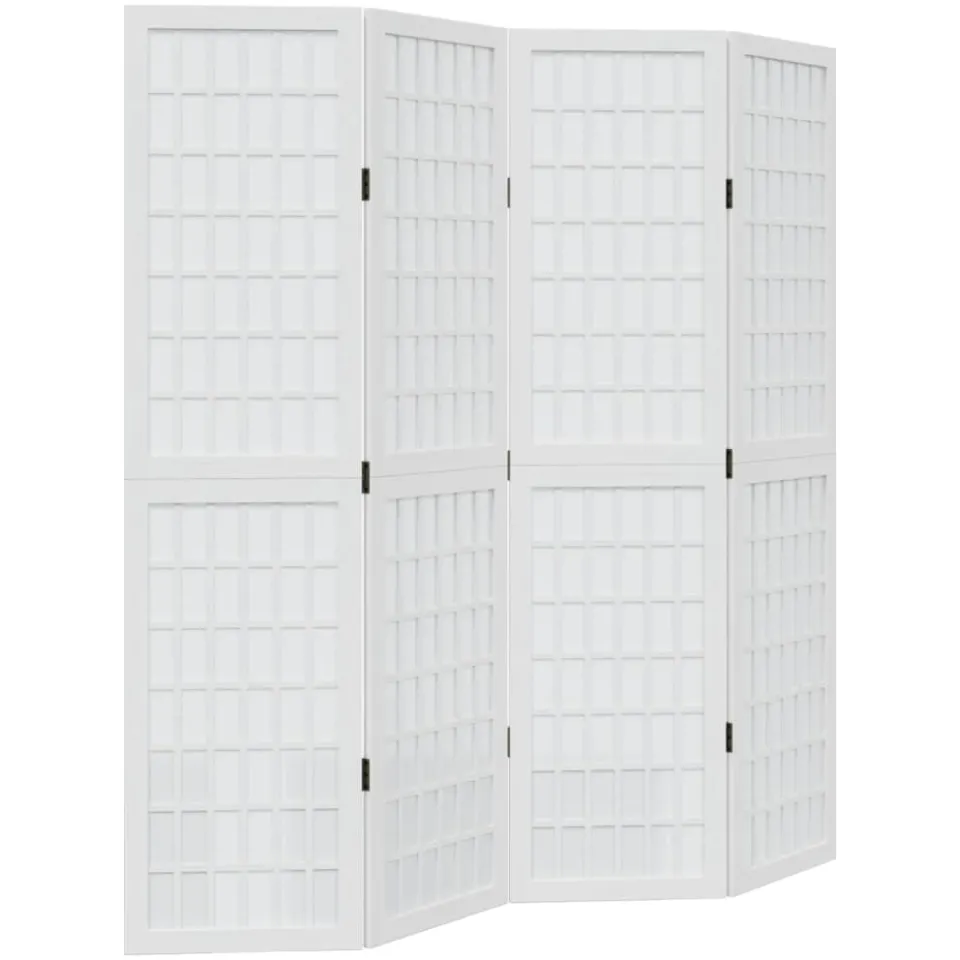 vidaXL Kamerscherm met 4 panelen massief paulowniahout wit