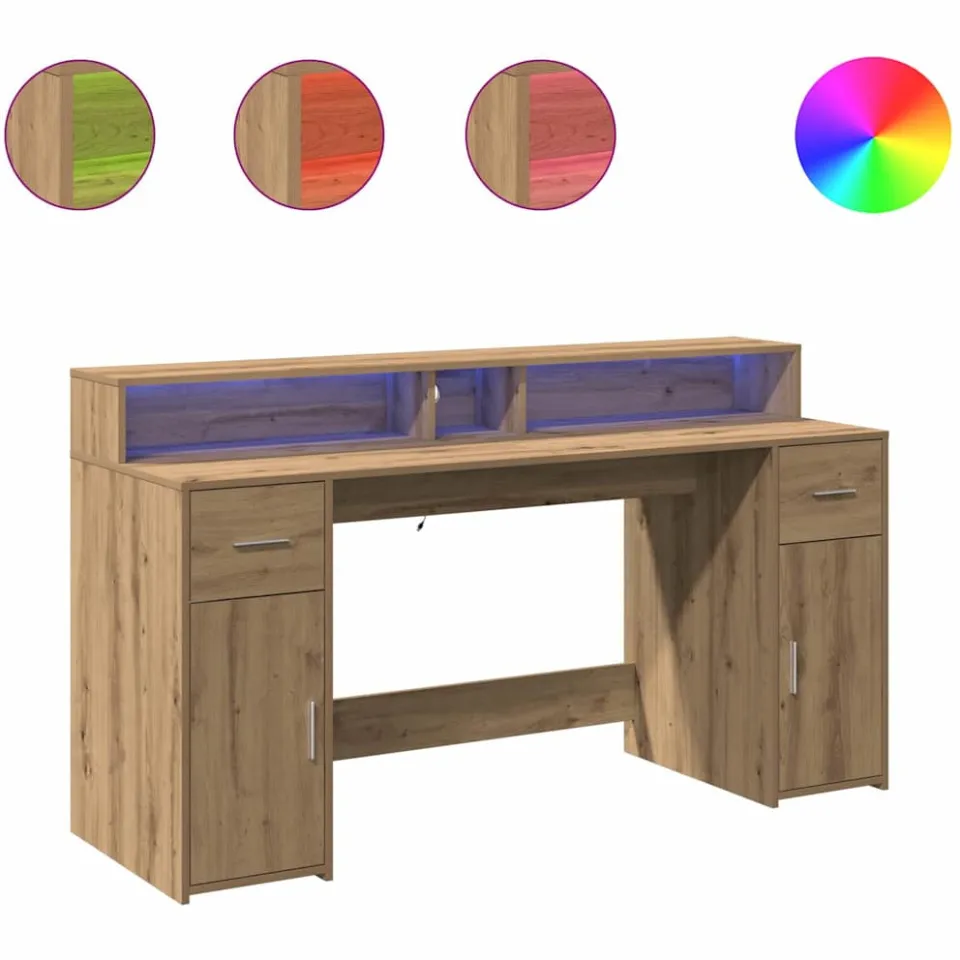 vidaXL Bureau Artisanaal eiken 160 x 55 x 91 cm Bewerkt hout Bruin