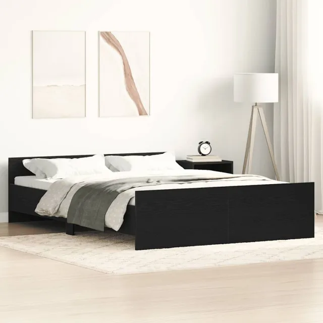 vidaXL Bedframe zonder matras 140x200 cm bewerkt hout zwart eikenkleur Bruin