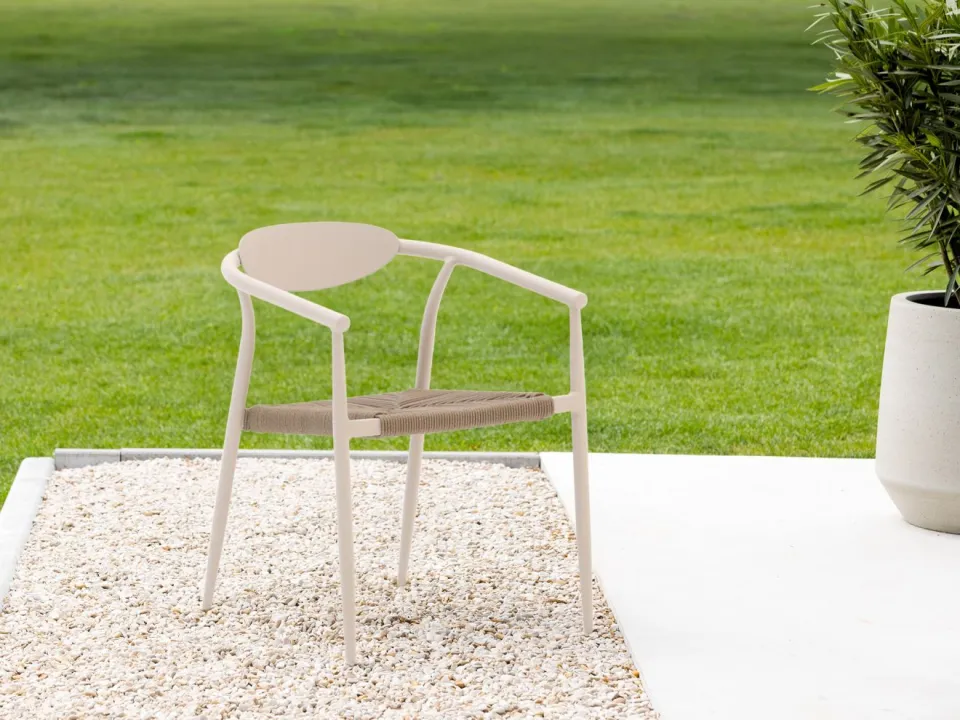 Manifesto Furniture Manifesto Cavone/Sora ø 127cm dining tuinset 5-delig stapelbaar taupe, foto 4