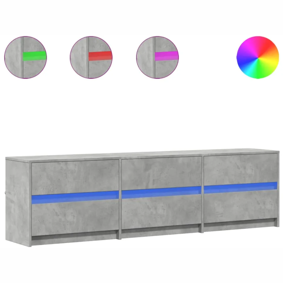 vidaXL Tv-meubel met LED 180x34x50 cm bewerkt hout betongrijs