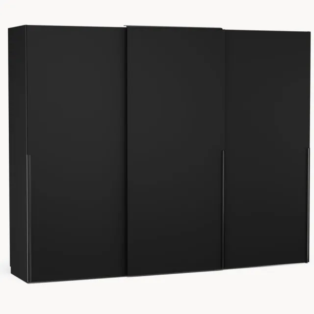Westwing Collection Modulaire schuifdeurkast Leon, 300 cm breed, diverse varianten Zwart