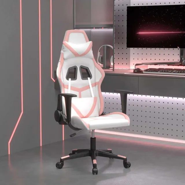 vidaXL Gamestoel kunstleer wit en roze, foto 2