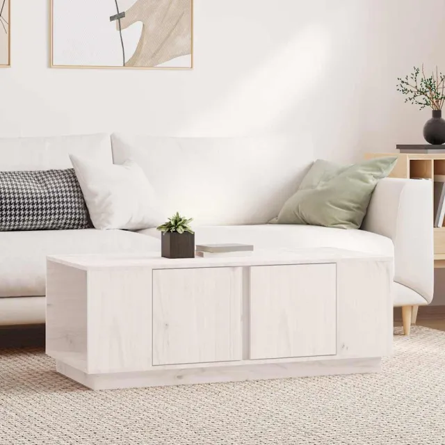 vidaXL Salontafel 110x50x40 cm massief grenenhout wit, foto 2