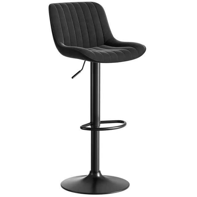 HAUSS SPOLE Barkruk – Luxe Fluwelen Design – Set Van 4 – In Hoogte Verstelbaar En 360 Graden Draaibaar – Voor Keuken En Thuisbar – Metaal Zwart