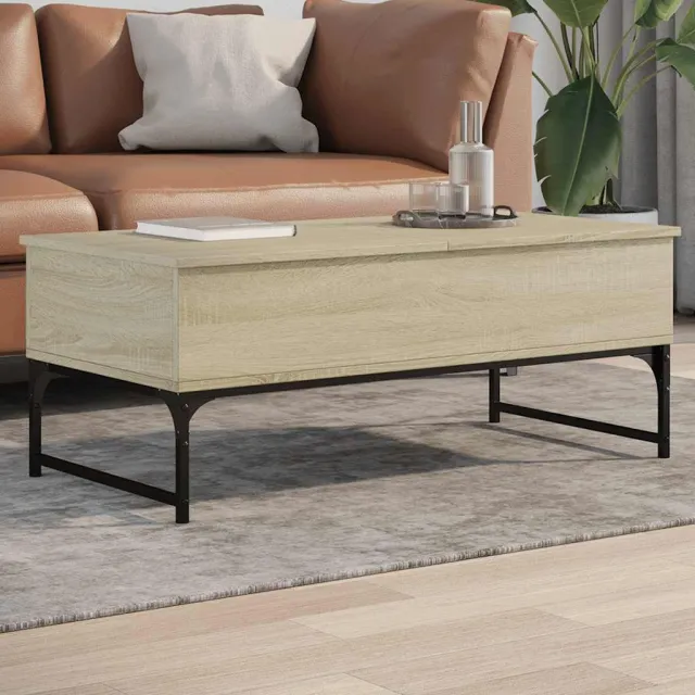 vidaXL Salontafel 100x50x40 cm bewerkt hout en metaal sonoma eiken Bruin