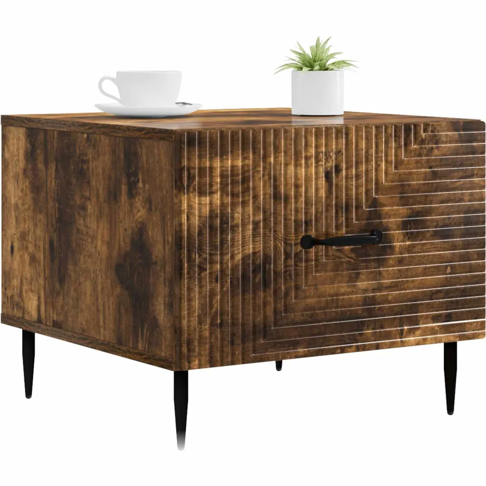 vidaXL Salontafel met lade Gerookt eiken 49 x 50 x 40 cm Bewerkt hout, foto 3