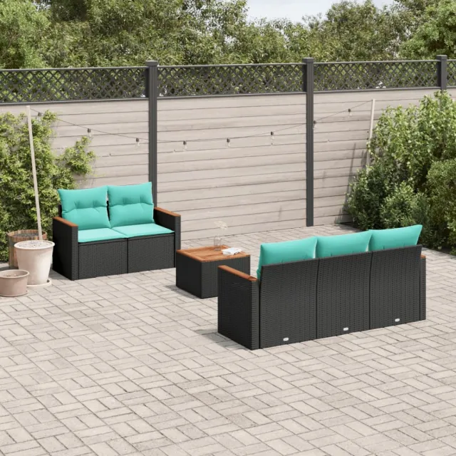 vidaXL 6-delige tuinbankset met kussens van zwart polyrotan, foto 2