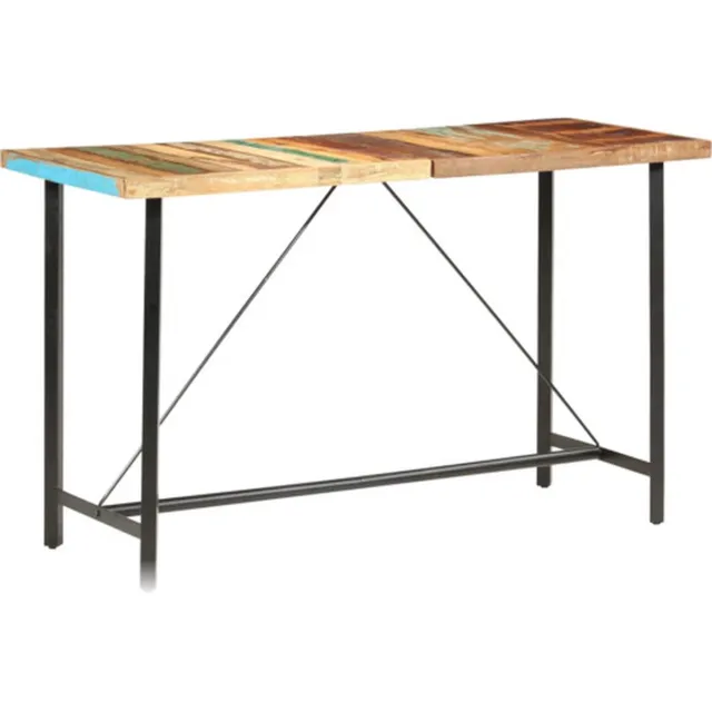 vidaXL Bartafel - 180x70x107 - cm - massief - gerecycled - hout bruin en zwart