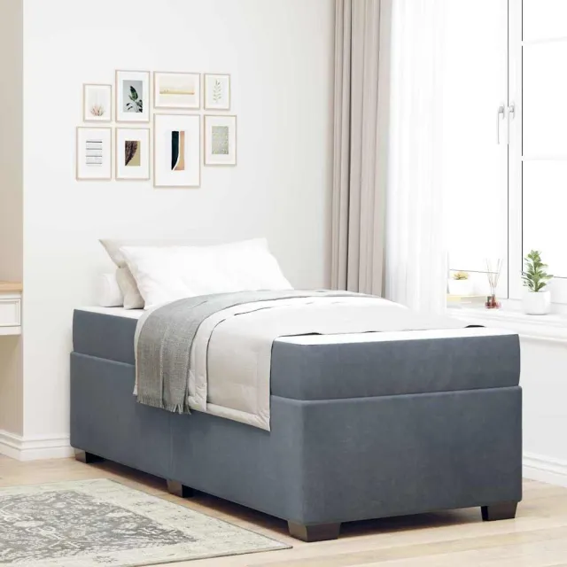 vidaXL Bedframe met matras Donkergrijs 100 x 200 cm Stof