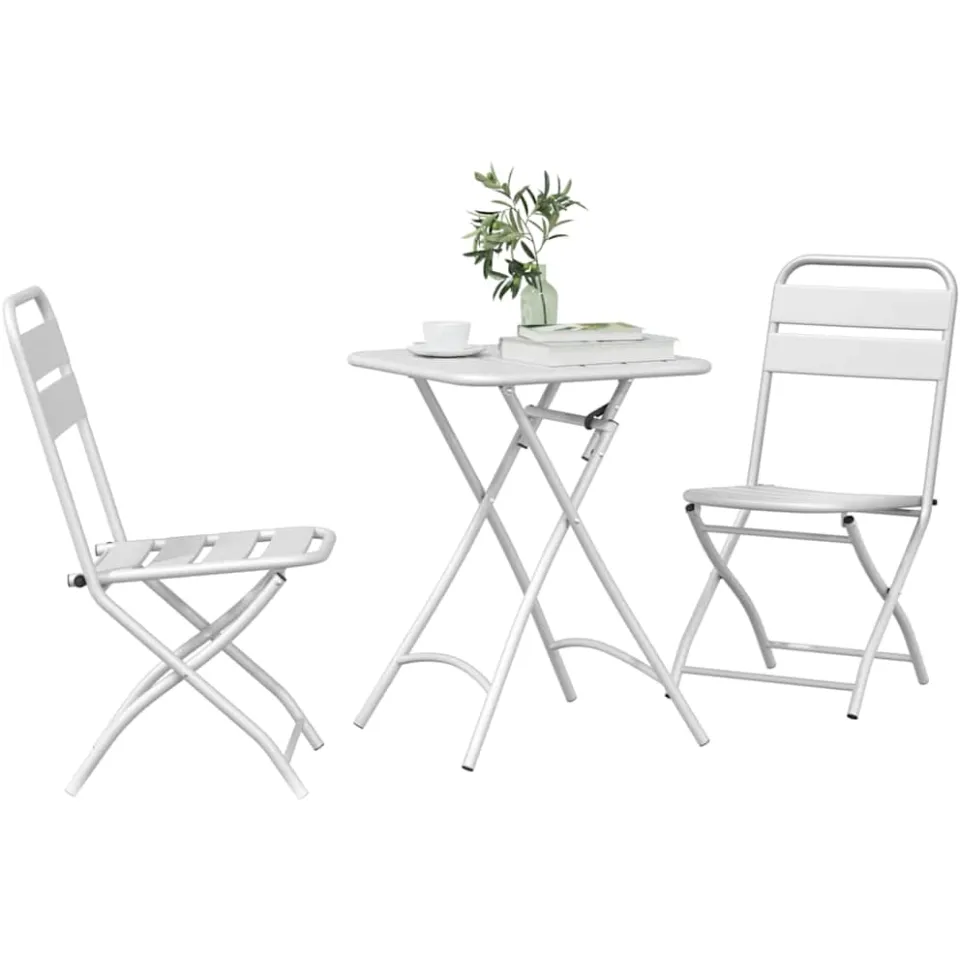 vidaXL Bistroset 3 st Wit Staal