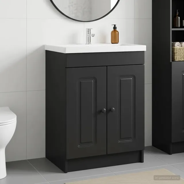 vidaXL Badkamer onder wastafel kast Zwart 56 x 37,5 x 81 cm