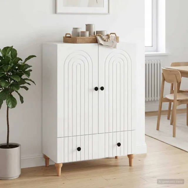 vidaXL Dressoir Hoogglans Wit 66 x 34,5 x 95 cm Bewerkt hout, foto 2