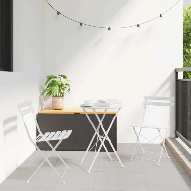 vidaXL Vouw Bistro Set 3 st Wit Staal