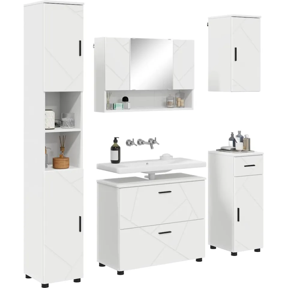 vidaXL Badkamermeubelset 5 st Wit 35 x 30 x 192 cm