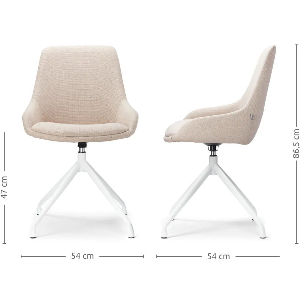 Nolon Nola-Isa draaibare eetkamerstoel beige - wit onderstel, foto 3