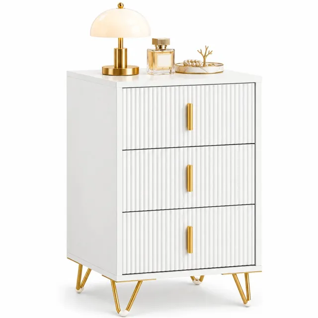 SoBuy FBT115-L-W Nachtkastje met 3 Lades - 40 x 40 x 63 cm - Wit