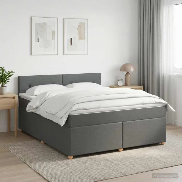 vidaXL Boxspringbed met matras Donkergrijs 140 x 200 cm Stof