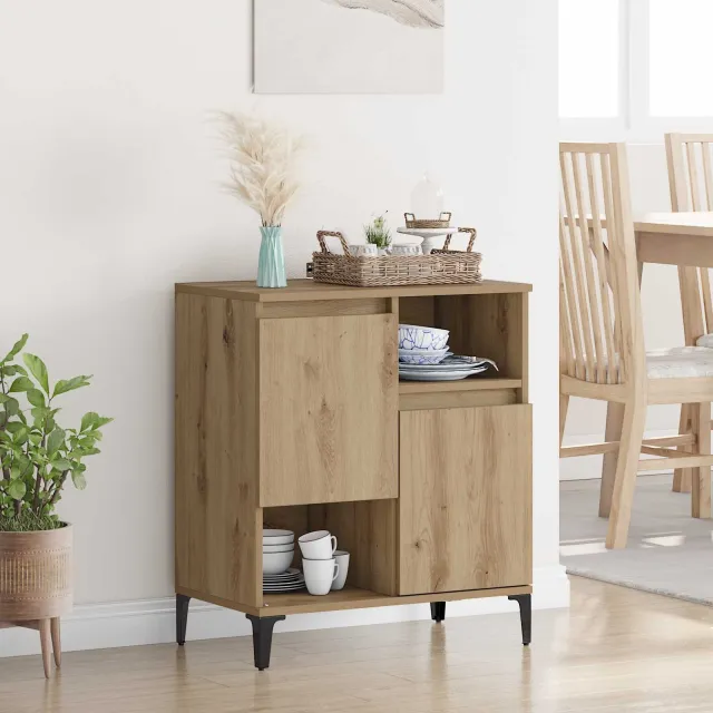 vidaXL Dressoir Artisan Eiken 60 x 35 x 70 cm Bewerkt hout, foto 2