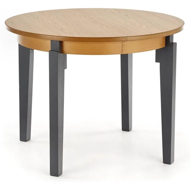 home style Uitschuifbare ronde eettafel Sorbus 100 cm goud eiken met antraciet Bruin