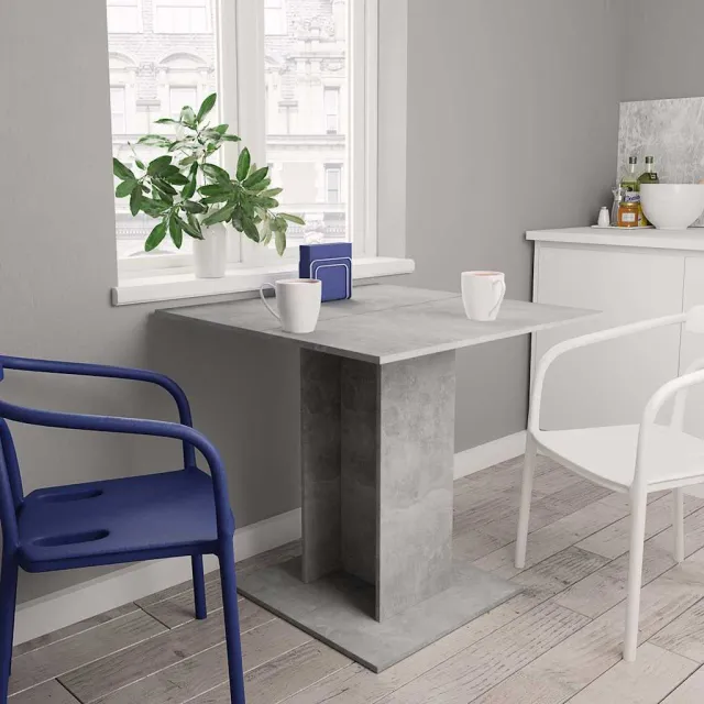 vidaXL Eettafel 80x80x75 cm bewerkt hout betongrijs