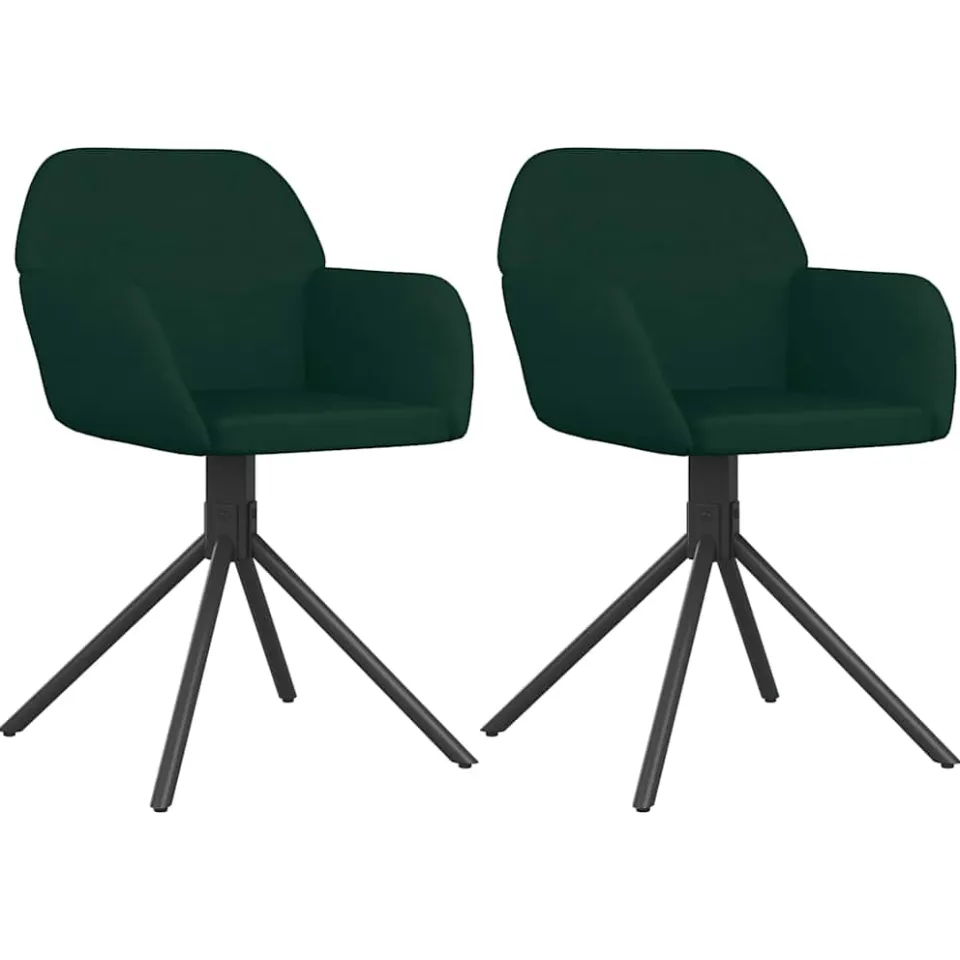 vidaXL Eetkamerstoelen draaibaar 2 st fluweel donkergroen groen, foto 3