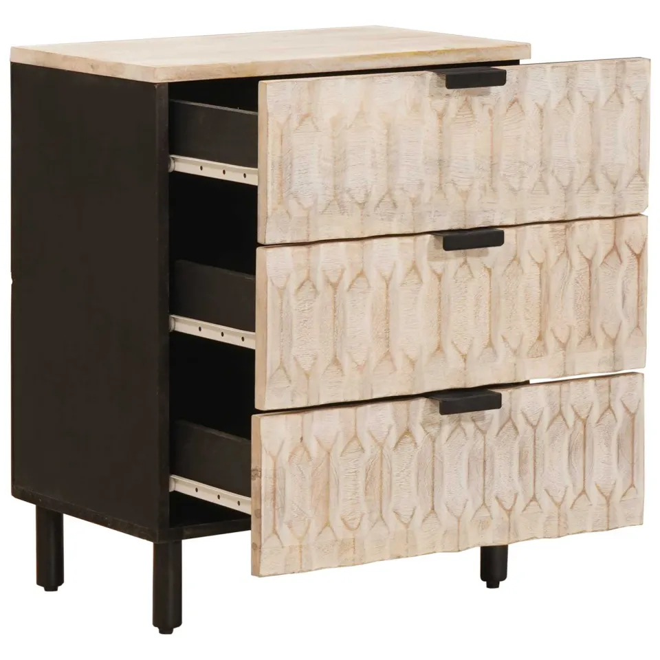 vidaXL Nachtkastje met lade Wit 50 x 33 x 62 cm Massief Mango Hout