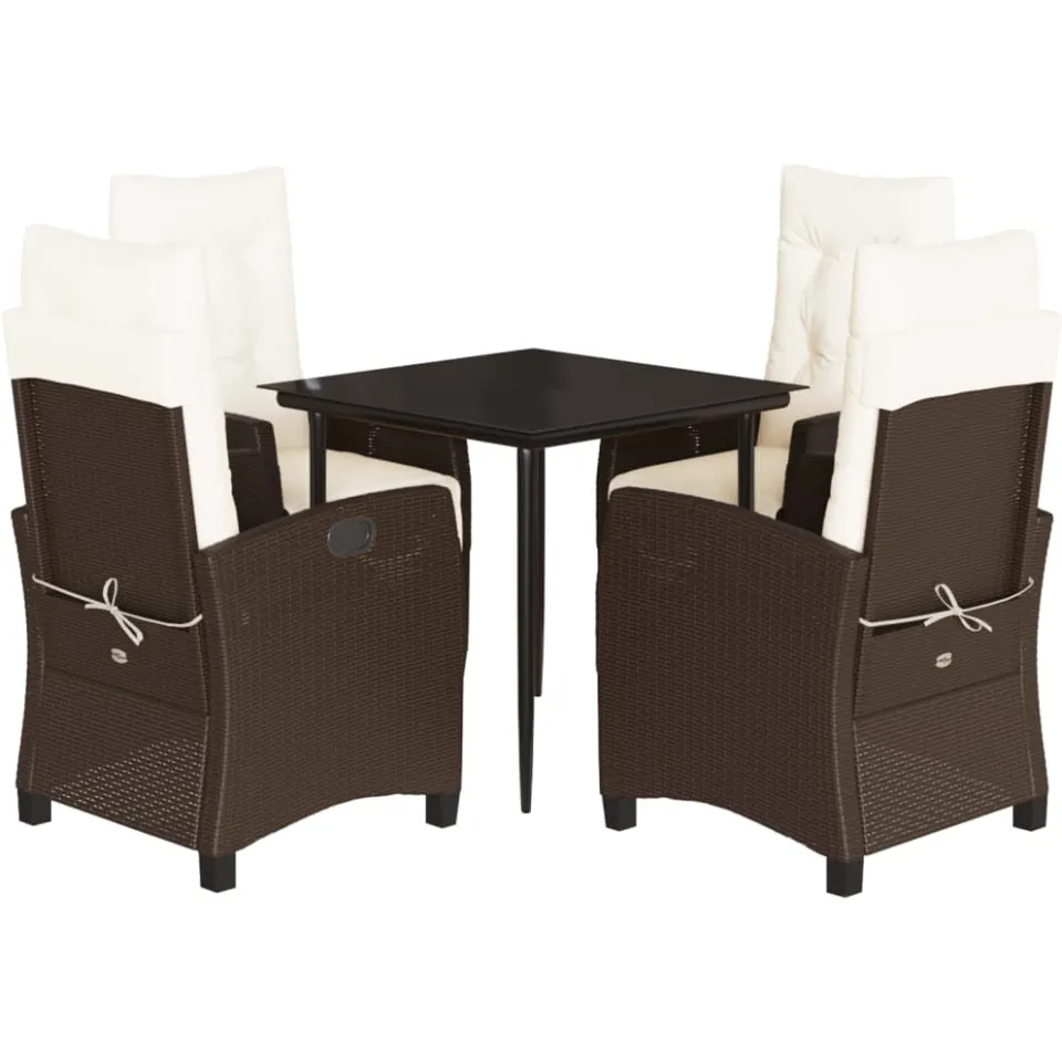 vidaXL 5-delige Tuinset met kussens poly rattan bruin, foto 3