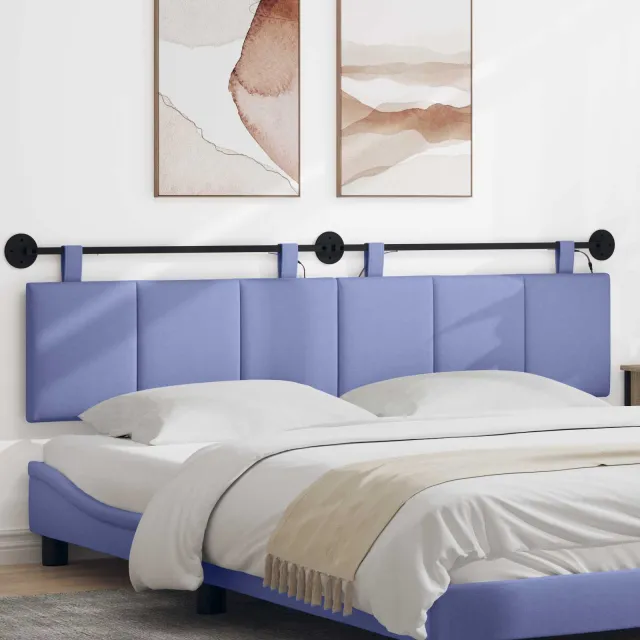 vidaXL Hangend hoofdbord Jeans Blauw Fluweel