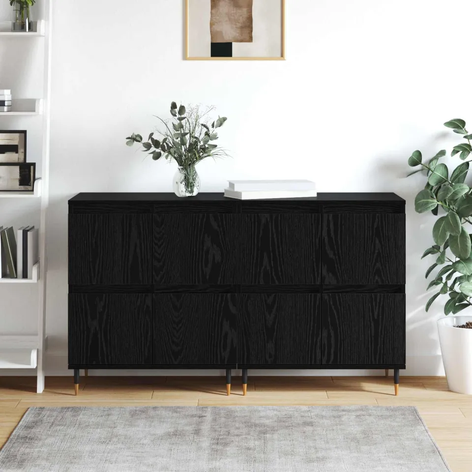 vidaXL Opbergkast 2 st Zwart Eiken 60 x 35 x 70 cm, foto 4