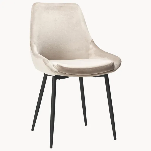 Rowico Home Gestoffeerde fluwelen stoelen Sierra, 2 stuks Beige, Zwart