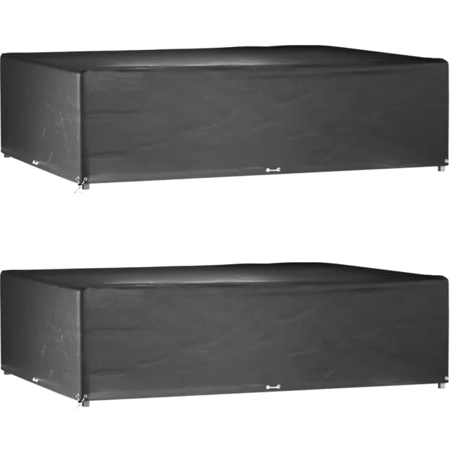 vidaXL Tuinmeubelhoezen 2 st 16 oogjes rechthoekig 300x200x75 cm Zwart