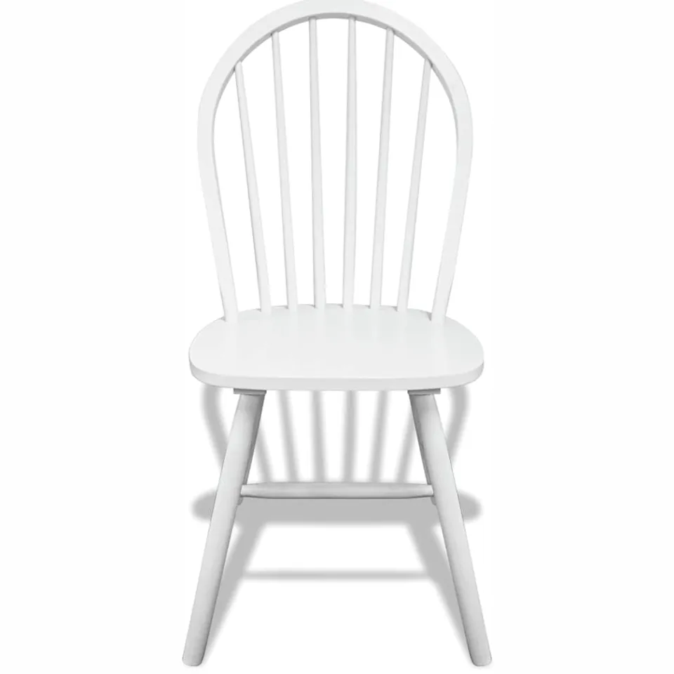 vidaXL Eetkamerstoelen 6 st massief rubberwood wit
