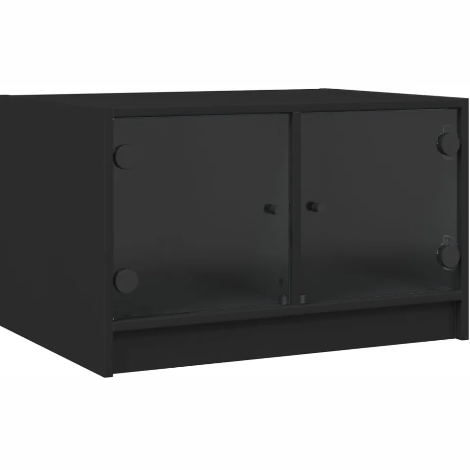 vidaXL Salontafel met glazen deuren 68x50x42 cm zwart