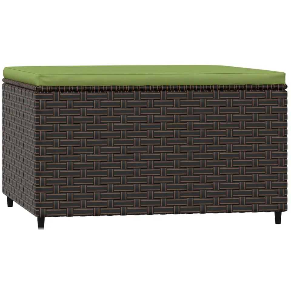 vidaXL Voetensteun met kussen poly rattan bruin