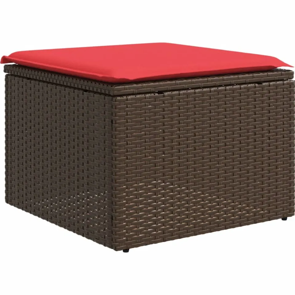 vidaXL 9-delige tuinbankset met kussens, bruin polyrotan