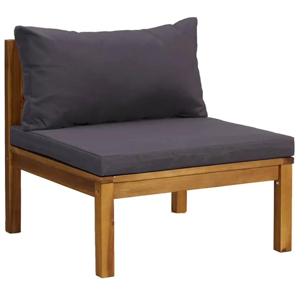 vidaXL 6-delige Loungeset met kussens massief acaciahout Grijs