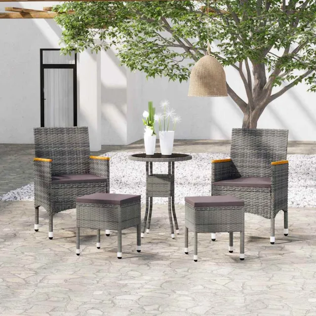 vidaXL 5-delige Loungeset poly rattan grijs, foto 2