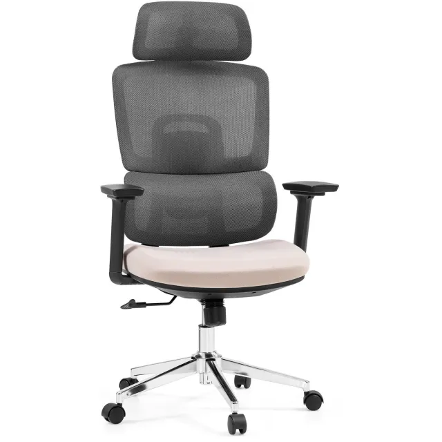 hjh office Bureaustoel / draaistoel Ergomy Pro met gaasbekleding / zitting van stof in donkergrijs / beige hjh OFFICE Donkergrijs/Beige