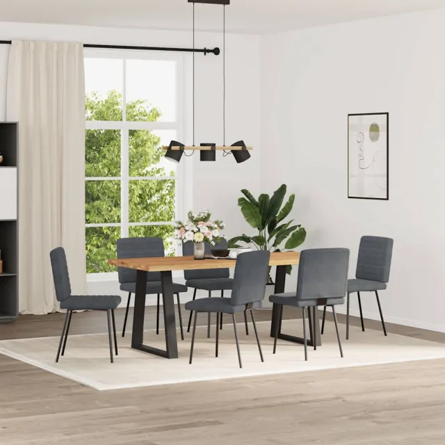 vidaXL Eetkamerstoelen 6 st fluweel donkergrijs grijs