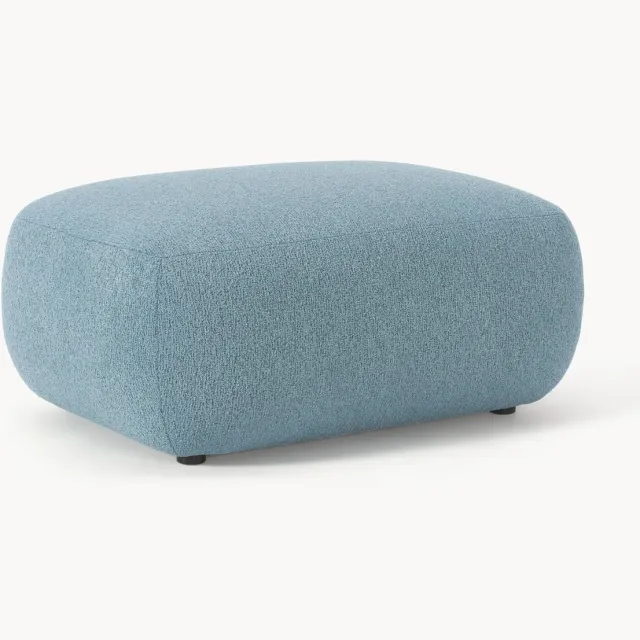 Westwing Collection Bouclé poef Sofia Blauw