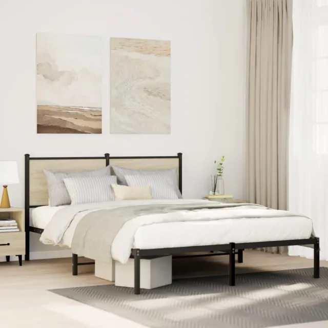 vidaXL Bedframe zonder matras metaal sonoma eikenkleurig 140x200 cm