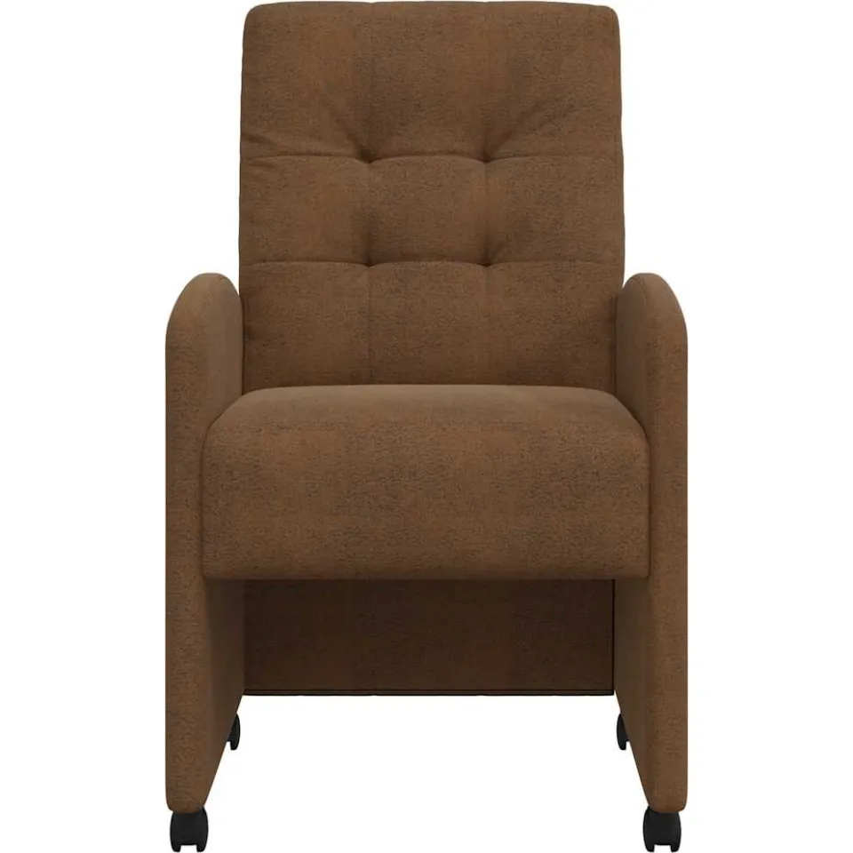 vidaXL Eetkamerstoelen met Wieltjes 2 st Faux suede leer Bruin, foto 4