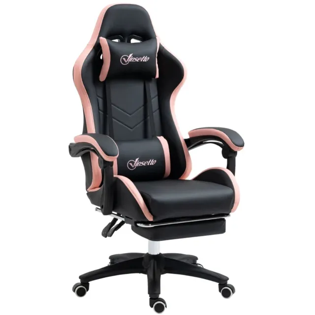 ZYLARO Ergonomische Gamingstoel met Lendensteun & Hoofdsteun - 135° Verstelbare Rugleuning - In Hoogte Verstelbaar - Relaxfauteuil - Bureaustoel - TV Stoel - Roze + Zwart Zwart + Roze