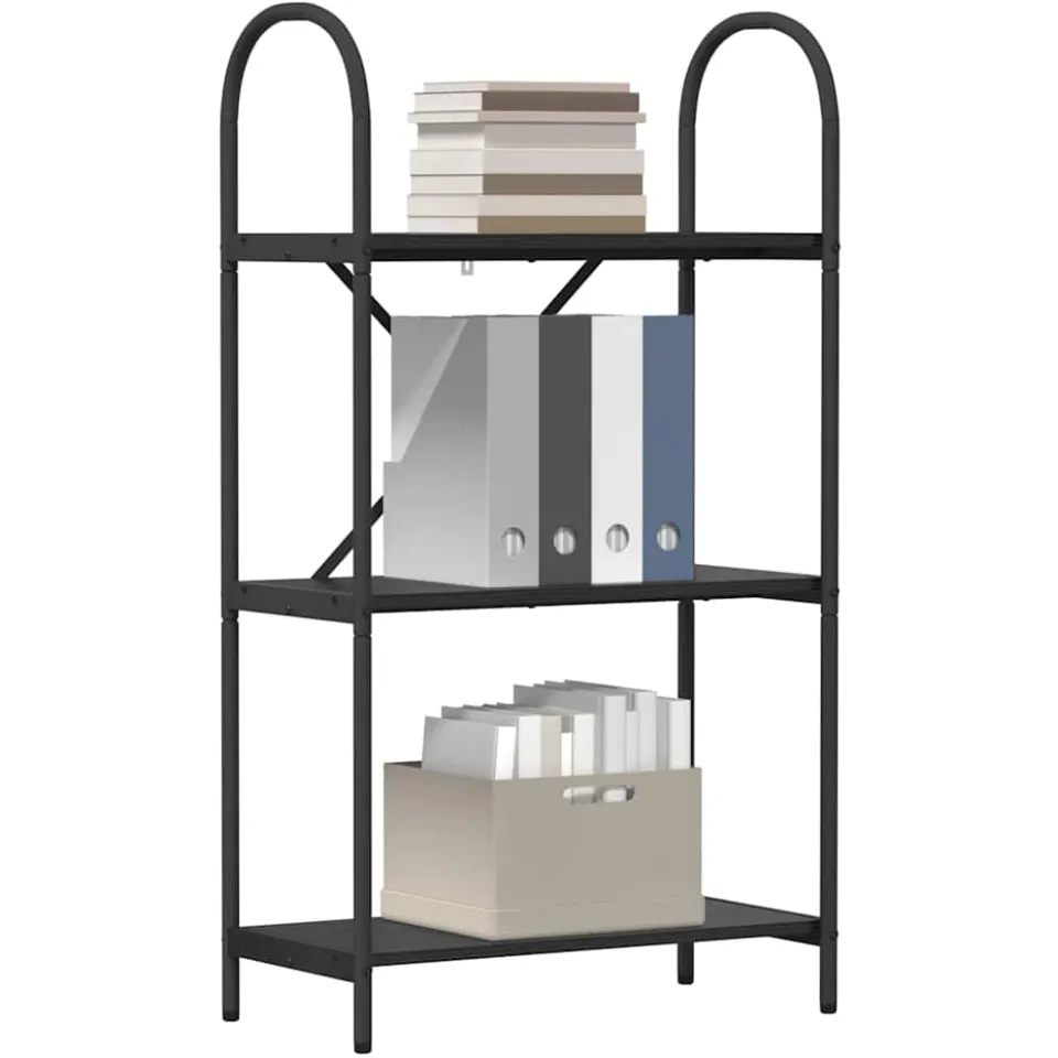 vidaXL Boekenkast 3-laags 60 x 30 x 109 cm Bewerkt hout Zwart Eiken