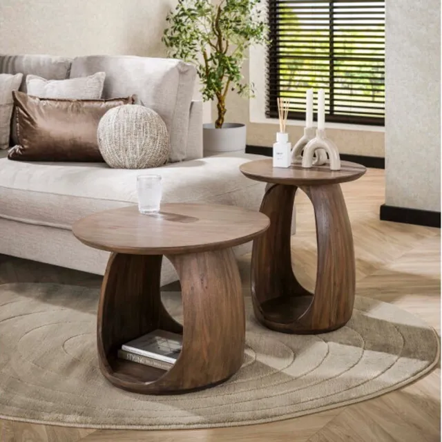 Meubelplaats Bijzettafel flow solid S acacia 45 cm - glaze brown Bruin