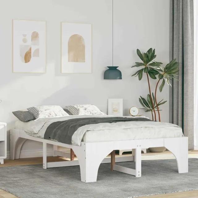 vidaXL Bedframe Wit 140 x 190 cm Massief grenenhout