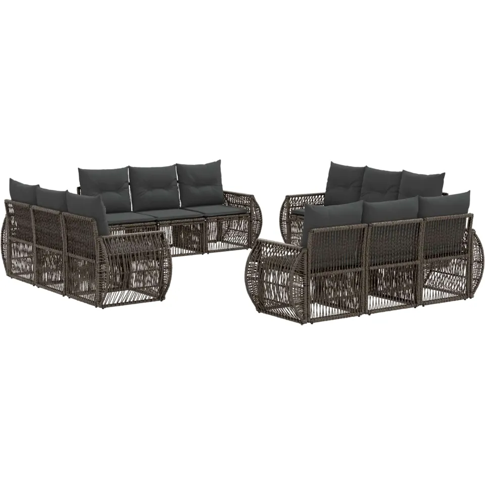 vidaXL Tuinbankenset 12 st 12-zits Grijs en Donkergrijs poly rattan, foto 3